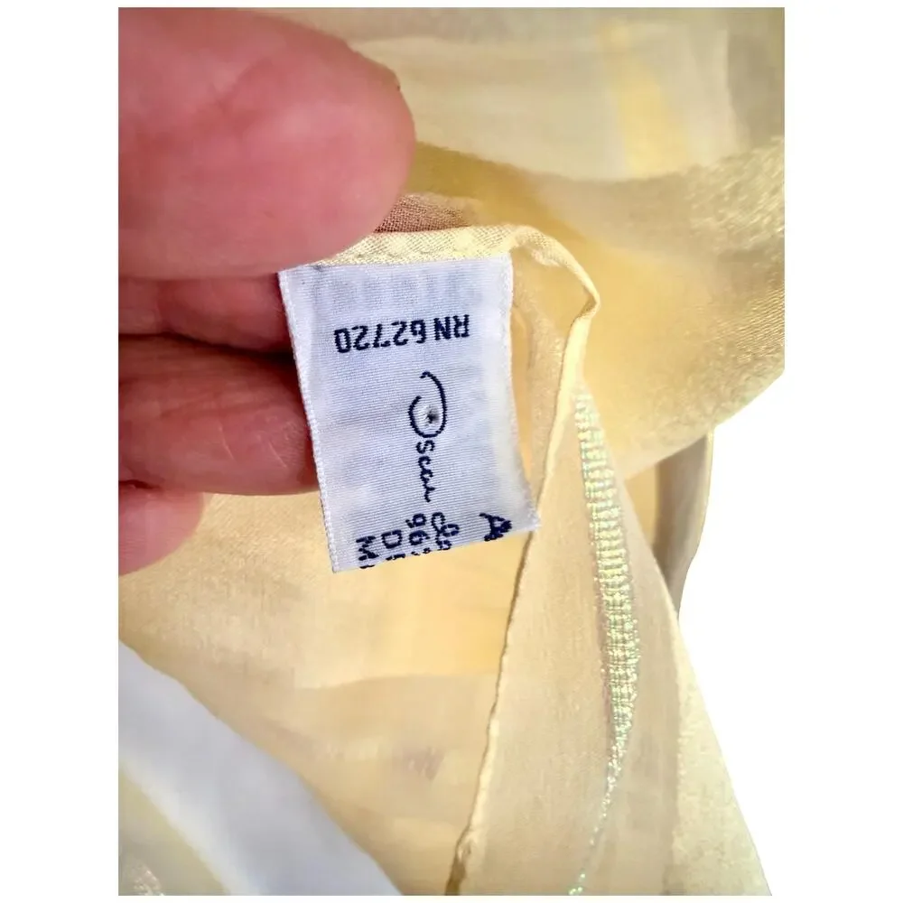 Vintage 70s Oscar de la Renta Silk Scarf Butter Yellow Lurex Stripe Japan 10X52